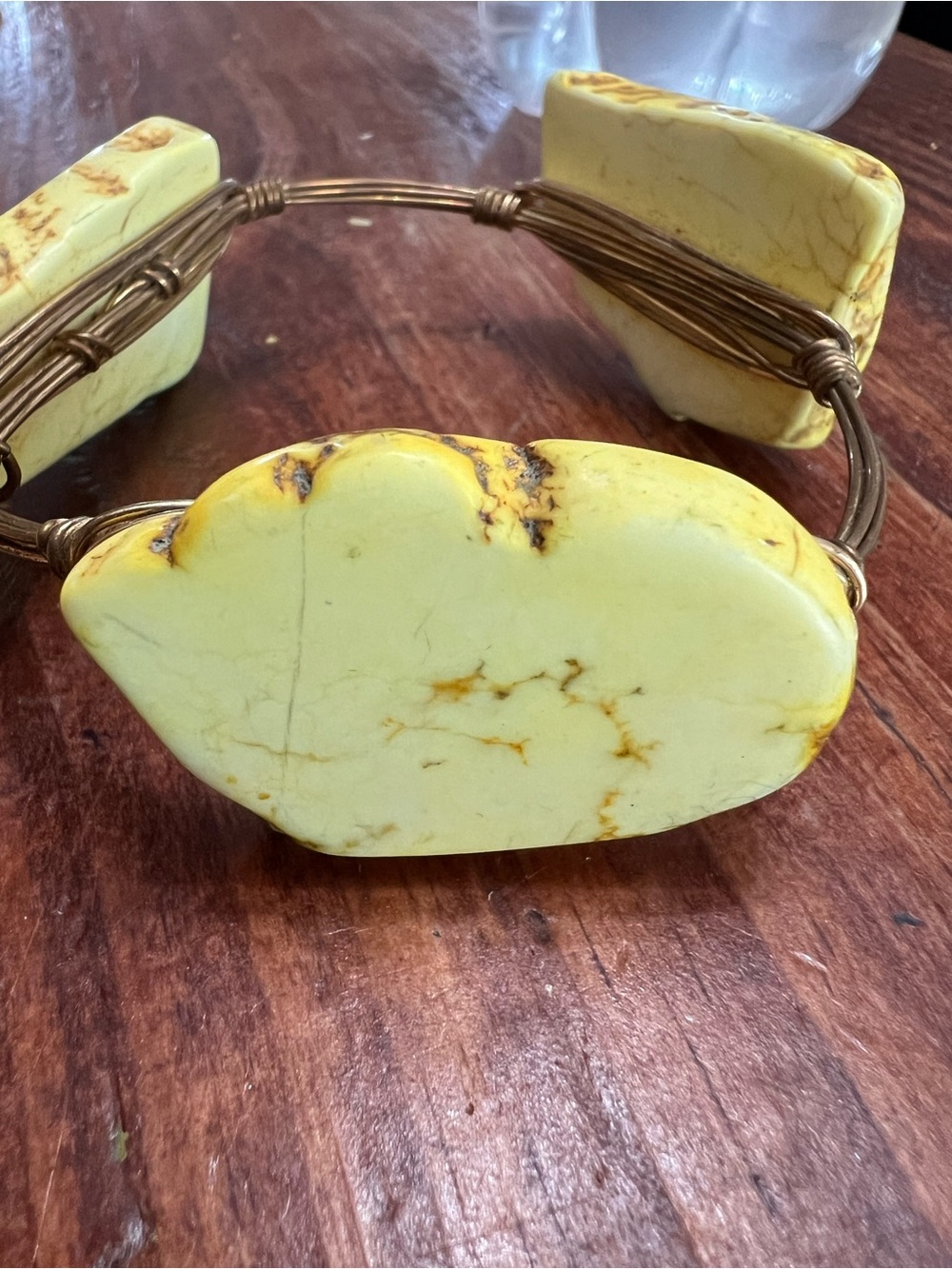 Bourbon and Bowties Yellow Stone Wire-Wrap Bracelet